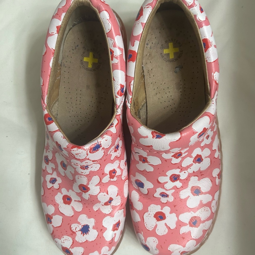 Dr.martens pink air cushion white flower floral slip on clogs UK 5 EU 38 USA 6 M